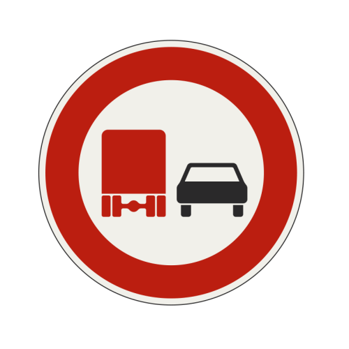 Dopravná značka - Zákaz predchádzania pre nákladné vozidlá - 255